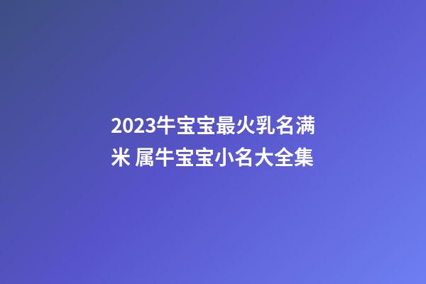 2023牛宝宝最火乳名满米 属牛宝宝小名大全集